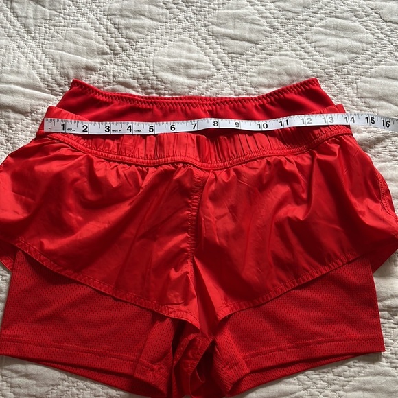 Stella McCartney By Adidas Red Shorts 2 in one mesh layered Sz Small - Picture 8 of 9